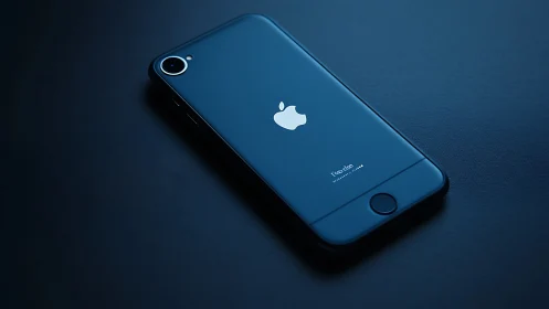 Deep Blue iPhone Display Showcases Apple's Premium Smartphone Design.