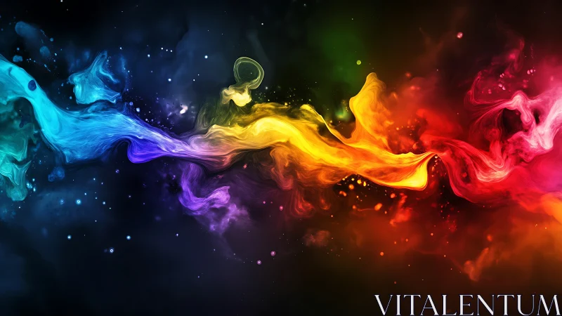 Radiant color nebula swirls across a deep cosmic void.