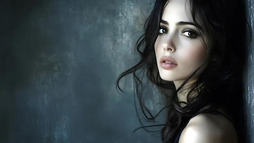 Softly lit portrait of a thoughtful woman in cool tones.