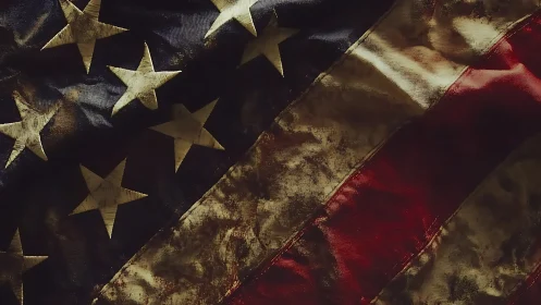Weathered American flag fabric tells a quiet, enduring story