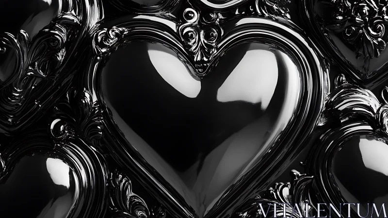 Sculptural Heart Form Within Ornamental Baroque Framing.