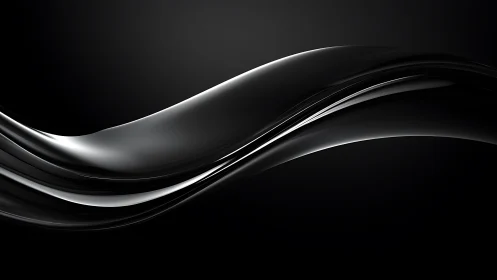 Sleek black liquid wave arc in minimal dark space.