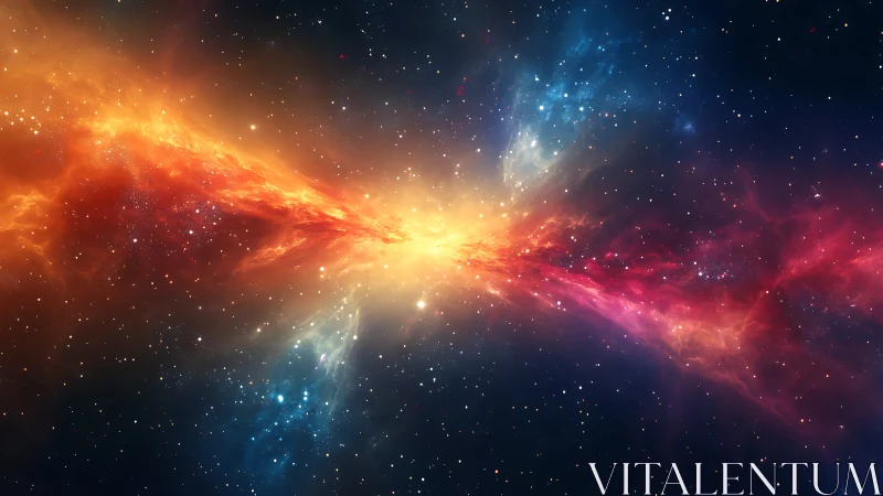 Stellar firebridge ignites a cosmic river of radiant color.