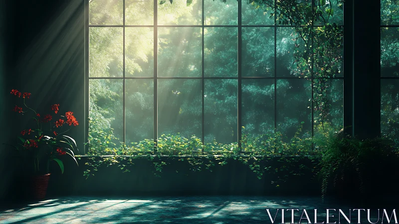 Sunlit window garden offering a quiet moment of calm.