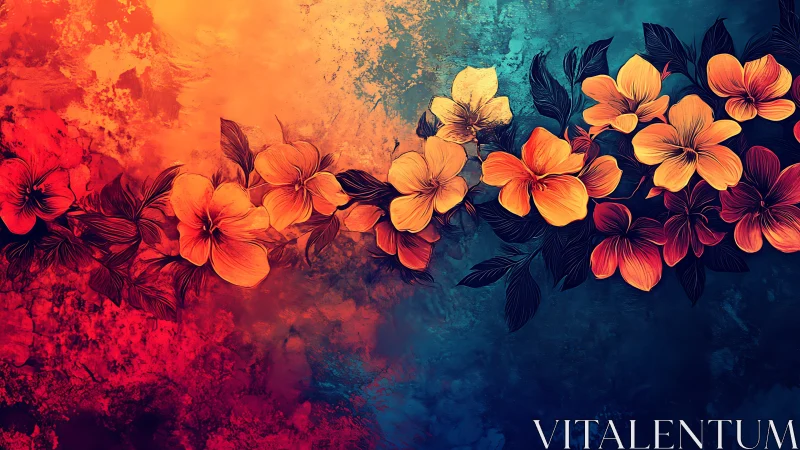 Flowers arranged across color gradient from warm to cool tones