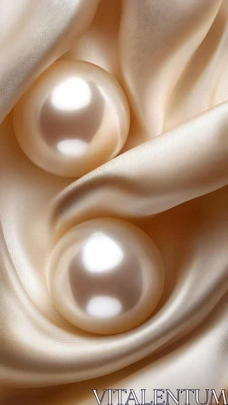 Silken tides cradle luminous twin pearls in quiet luxury.