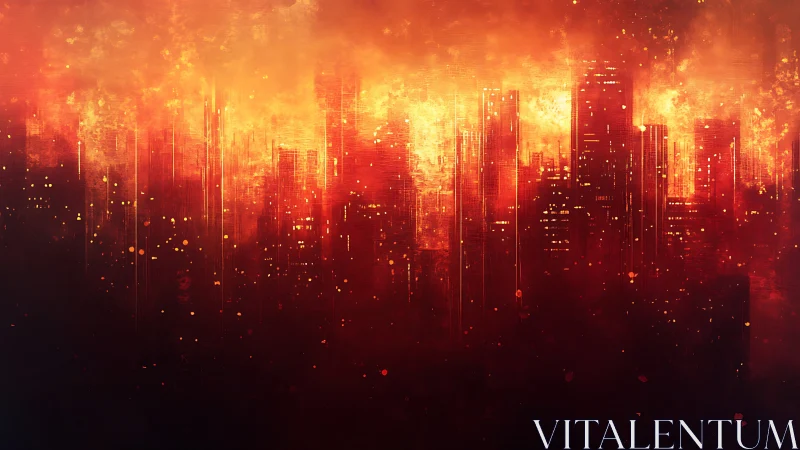 Apocalyptic Cityscape Engulfed in Firestorm