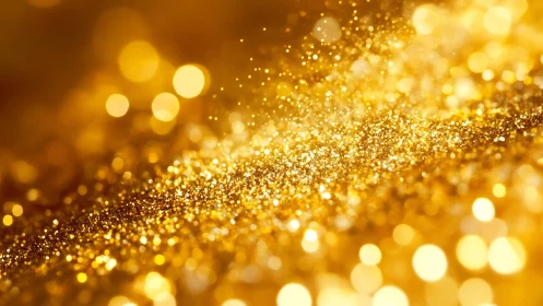 Sparkling golden glitter background with bokeh light effects, abstract style.