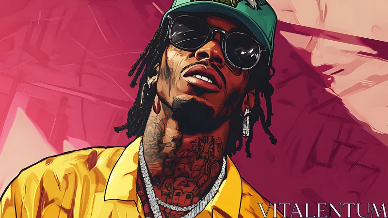 Cool swaggered portrait in neon rose streetlight haze.