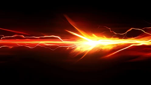 Energy beam explosion with radiating light rays
