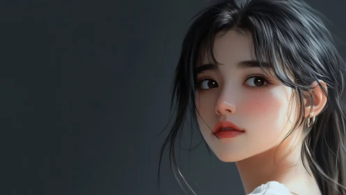 Digital painting portrait with soft-focus lighting study detailing.