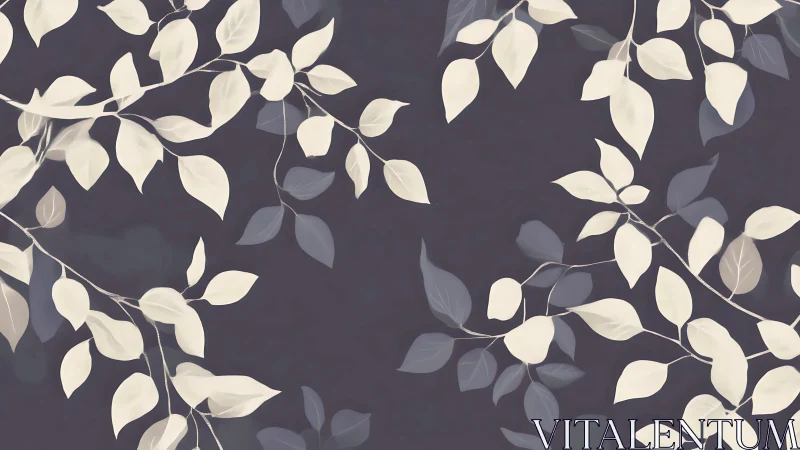 Repeating leaf branch pattern on muted dark background.