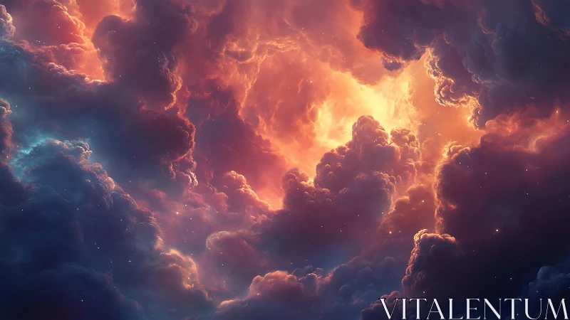 Solar storm dreaming through luminous nebula clouds.