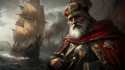 Stormworn admiral guards a burning empire’s last armada.