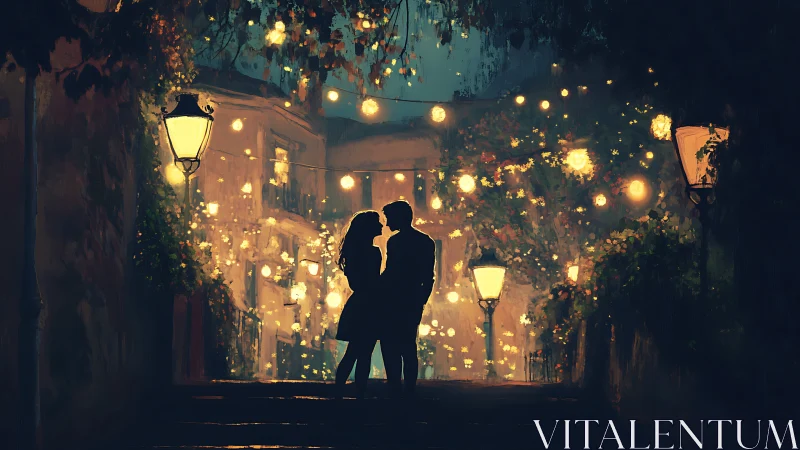 Romance Under Glowing Lights in the Night.