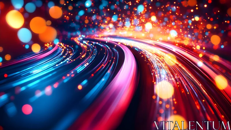 Vibrant Fiber Optic Light Trails in Futuristic Abstract Style.