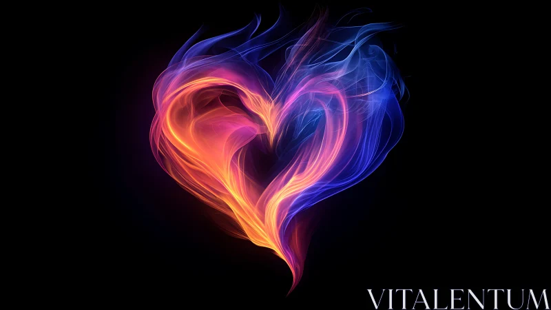 Luminescent Heart Form: Dynamic Fire and Plasma Digital Rendering.