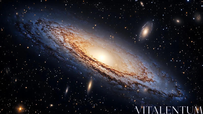 Oblique barred spiral galaxy with bright core and dust lanes