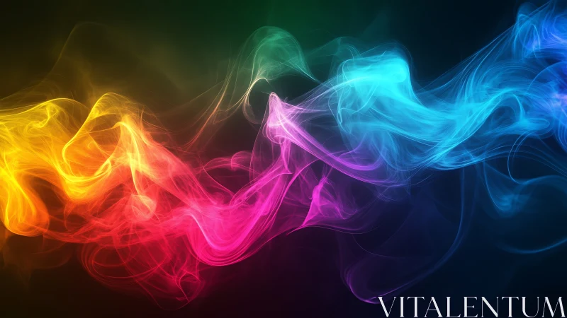 Colorful swirling light waves drifting through soft darkness.