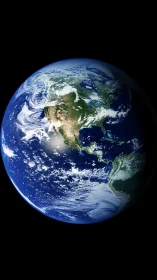 Earth from space with North and Central America in view.