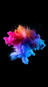 Multicolor powder dispersion on black isolated background.