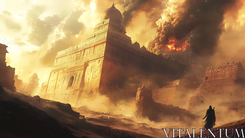 Golden ruins under a burning sky invite bold imaginations.