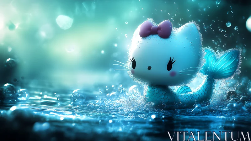 Aquatic Mermaid Hello Kitty Character in Sparkling Water.
