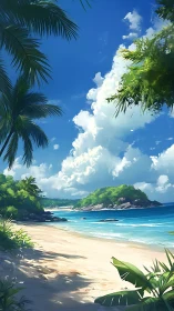 Tropical Reverie: Where Palm Dreams Meet Turquoise Shores.