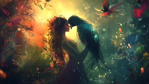 Luminous Encounters: Silhouetted Figures Suspended in Ethereal Light.