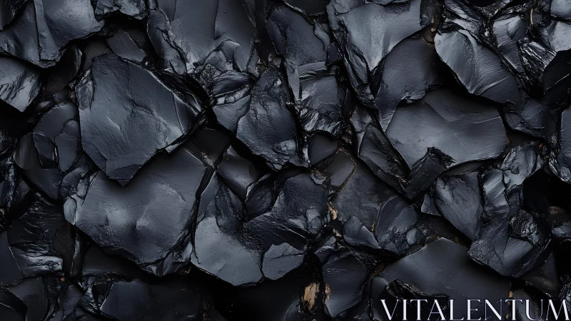 Shiny Black Obsidian Rock Texture in High-Resolution Abstract Style.