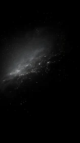 Photorealistic deep-space nebula field in high contrast grayscale.