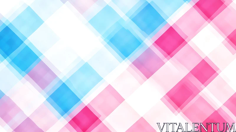 Soft pastel plaid pattern with overlapping blue and pink squares.