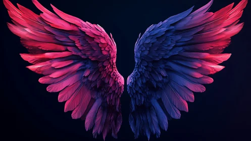 Digital painting of bioluminescent wings in gradient symmetry.