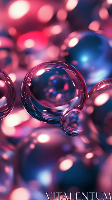 Dreamy glowing bubbles in soft pink and blue light.