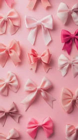 Playful pink ribbon bows arranged on a soft candy backdrop.