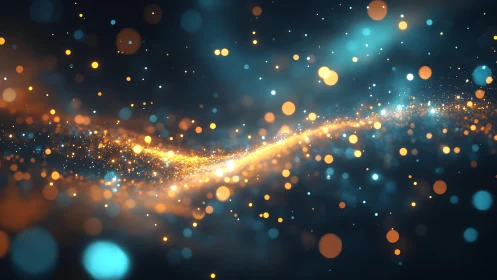 Abstract glowing light particles in motion, digital art style.