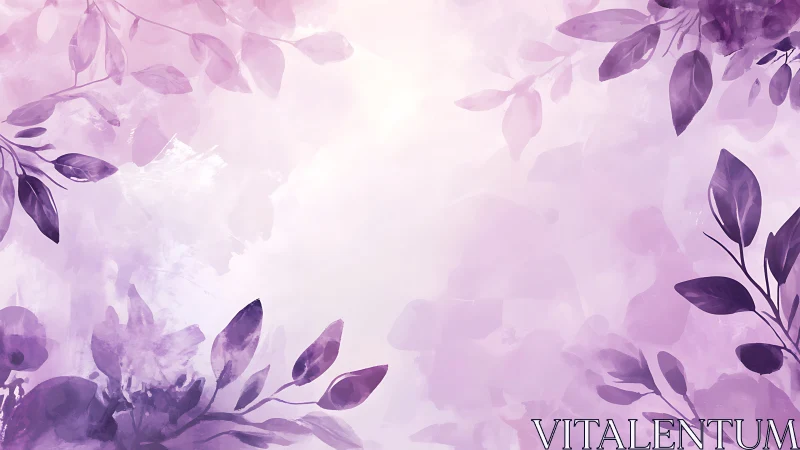 Soft Purple Floral Frame with Botanical Elements