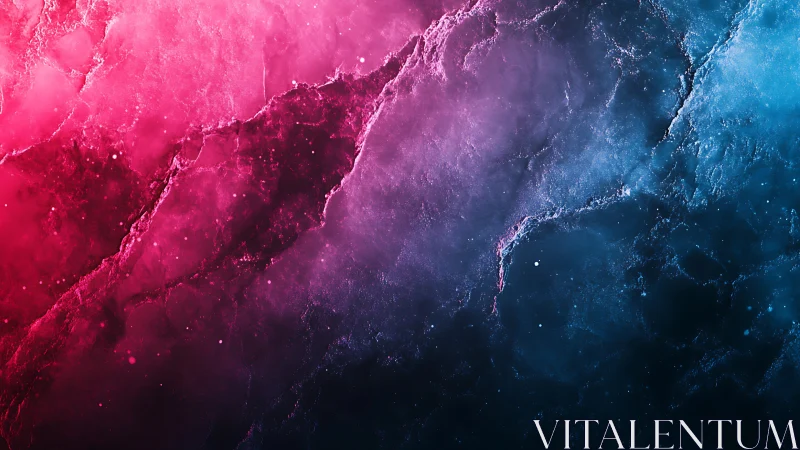 Dreamy nebula of pink and blue colliding in quiet motion.