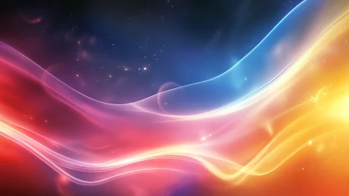 Prismatic light waves sweep across cosmic gradient field.