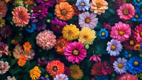 Vibrant Dahlia Garden Symphony in Neon Bloom.