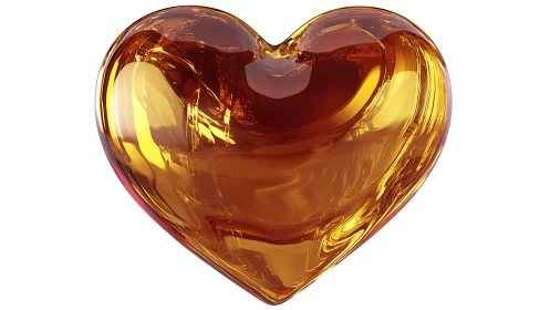 Heart-shaped glass form filled with amber liquid