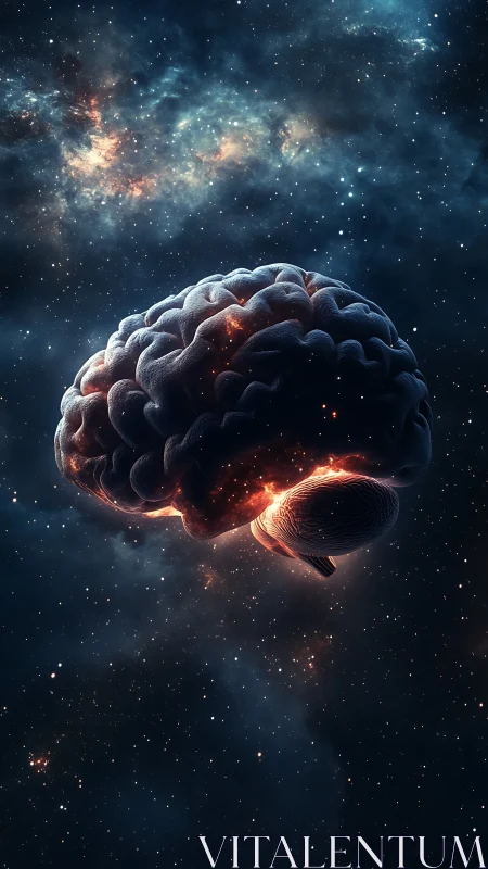 Cosmic human brain floating in deep starfield cosmos.