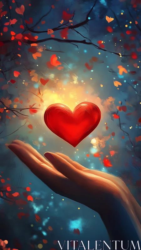 Luminous Heart Held Aloft: Digital Emotional Metaphor.