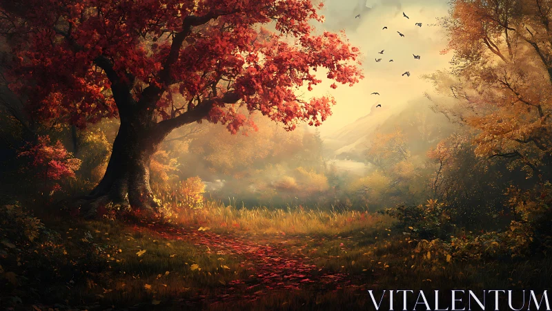 Vermillion Sentinel Reigns Over Golden Autumn's Secret Valley