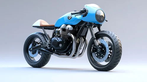 Sky-blue cafe racer dream with sleek retro curves.