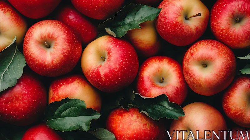 Juicy red apples rest closely together in a cozy harvest