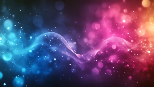 Chromatic stardust surfs a neon tide across the void