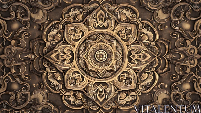 Ornate bronze mandala radiates intricate sacred symmetry