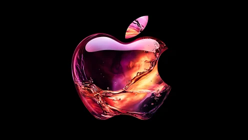 Apple Logo Transforms Into Liquid Fire and Light