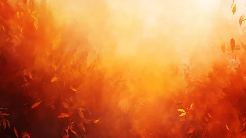 Autumn's Fiery Crescendo Burning Through Misty Light